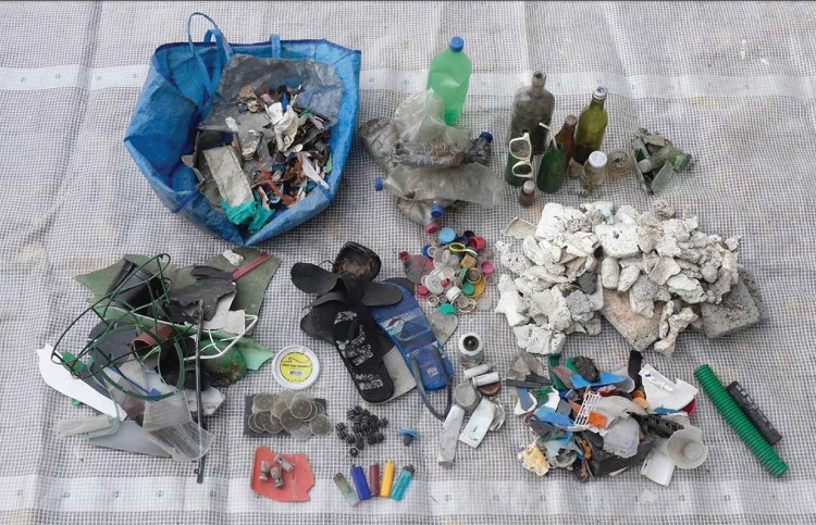 Contenu d’un sac collecté en rive droite de la retenue