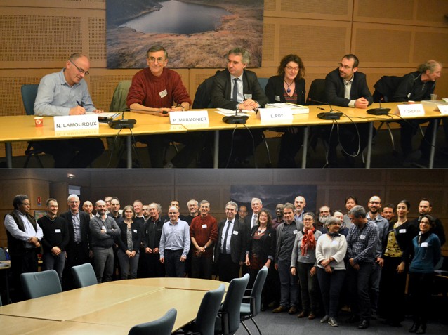 Les signataires : Laurent Roy - Directeur de l’agence de l’eau Rhône Méditerranée Corse, Frédéric Cherqui - Président du GRAIE, Pierre Marmonier - Université Claude Bernard Lyon 1, Co-Président de la ZABR, Nicolas Lamouroux - IRSTEA, Co-Président de la ZABR, Didier Graillot - MINES Saint-Etienne, Membre du Conseil de Direction de la ZABR, en charge des partenariats