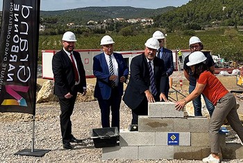 Grand Narbonne : pose de la 1ère pierre de station d'épuration de Portel-des-Corbières