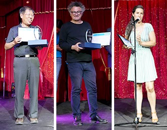 Les lauréats : Nian She - Université de Guangzhou, Thierry Maytraud - ATM  et Pascale Rouillé - Alliance Ruelles Bleues-Vertes